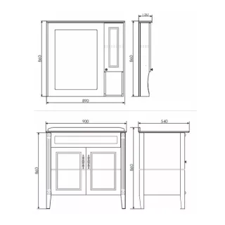 Зеркало-шкаф Comforty "Палермо-90" слоновая кость